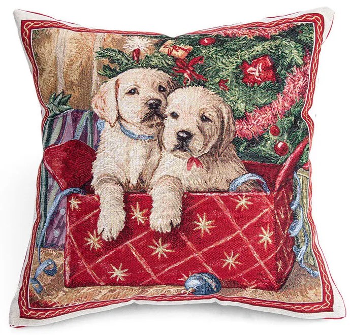 Gobelínová obliečka na vankúšik VIANOČNÉ ŠTEŇATÁ 45 x 45 cm