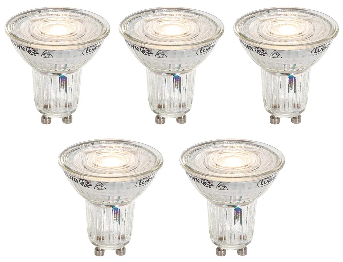 Sada 5 stmievateľných LED žiaroviek GU10 50 mm v Kelvinoch číra 4,9 W 400 lm 2200 – 3000 K