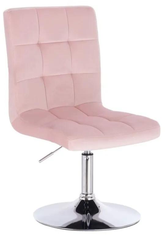 LuxuryForm DESIGN Stolička TOLEDO VELUR na striebornom tanieri - ružová
