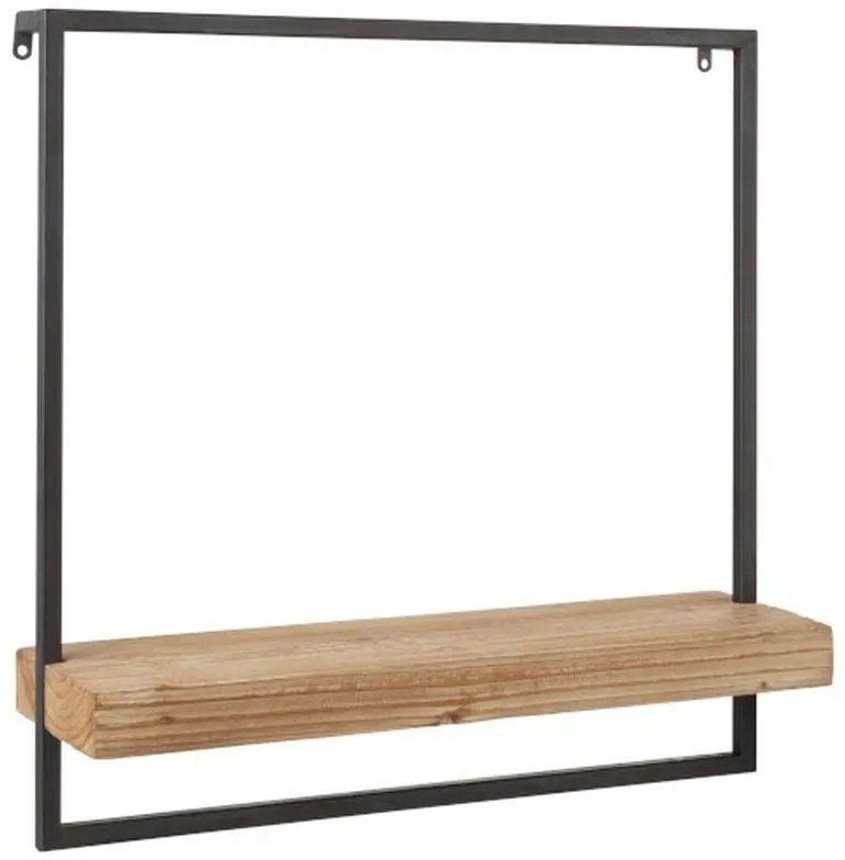 Čierna nástenná polička s drevenou poličkou Shelf - 50 * 15 * 50cm