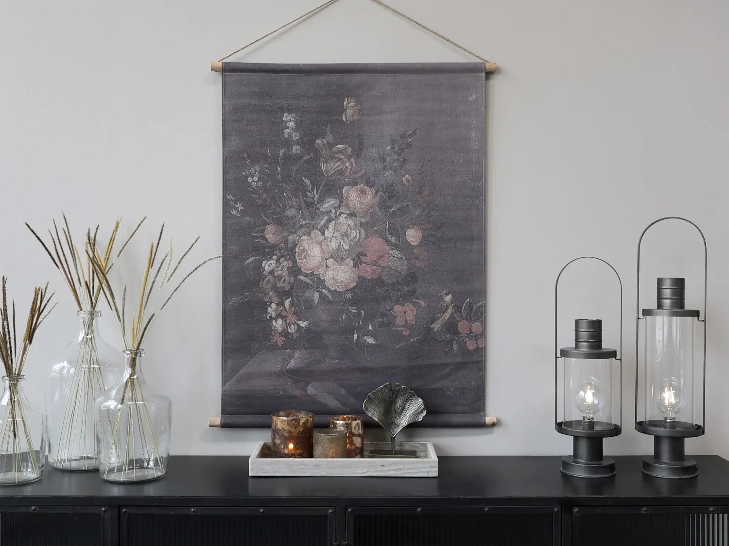 Nástenná vintage mapa s kvetmi Floral print - 76*97cm