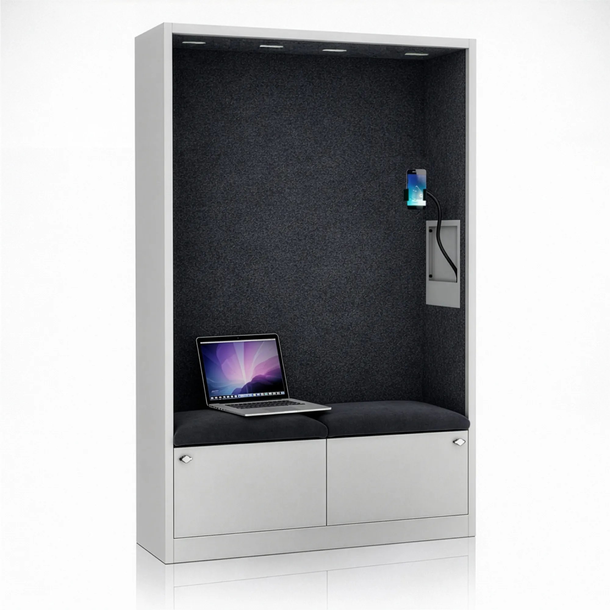 Akustická kabína SALLY MentalBox 1150 mm – sivý korpus, tmavosivé sedadlo