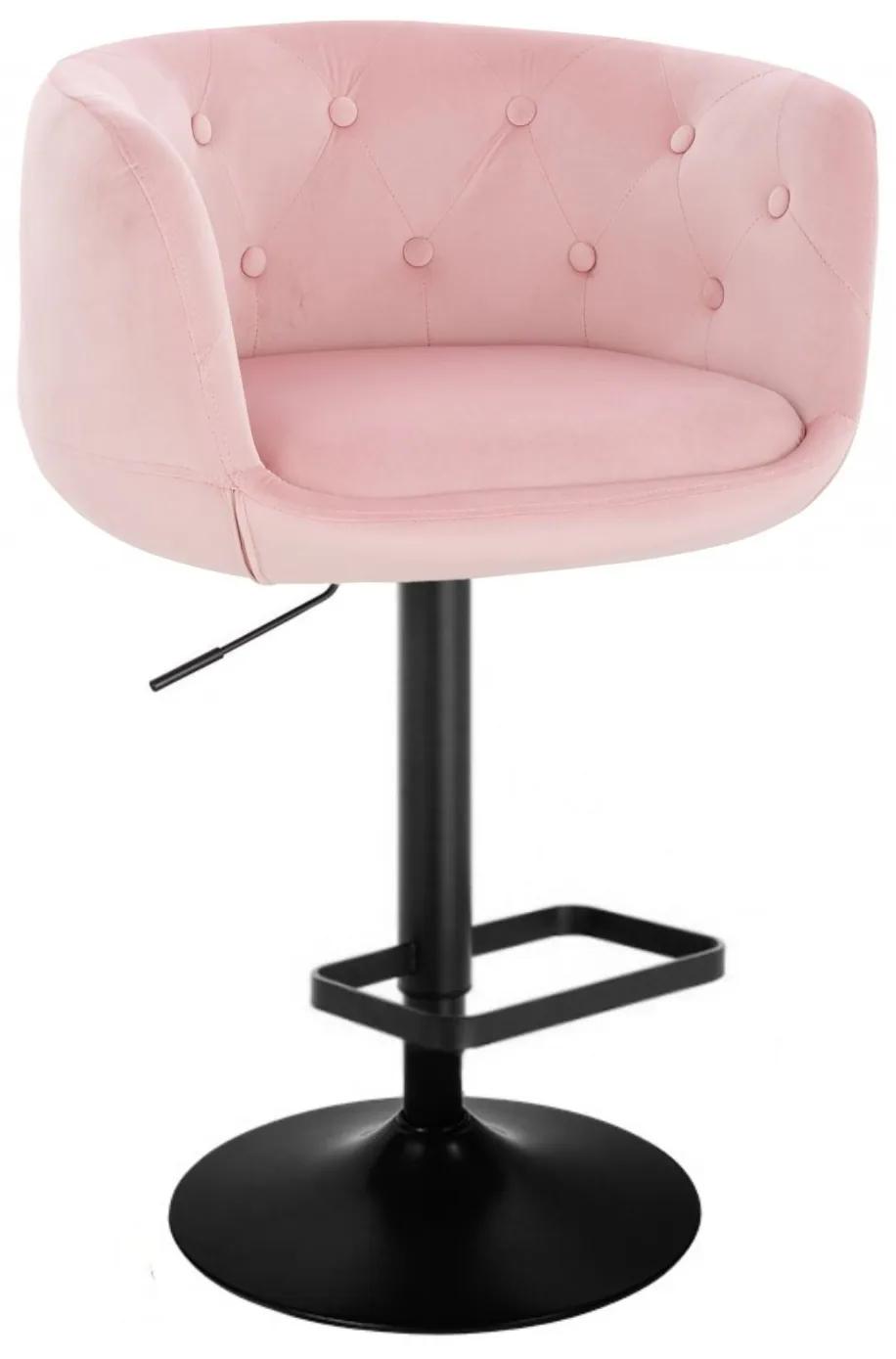 LuxuryForm DESIGN Barová stolička MONTANA VELUR na čiernom tanieri - ružová
