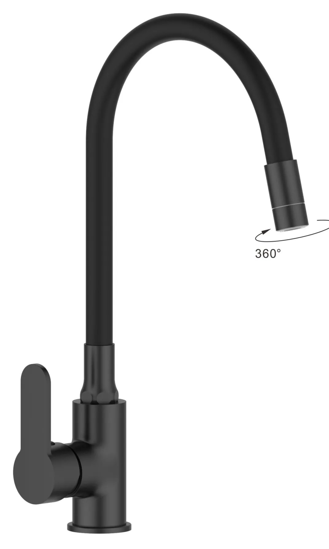 Invena Ksanti, drezová batéria s flexibilným ramenom a 2-funkčným prevzdušňovačom, čierna matná, INV-BZ-37-004-L