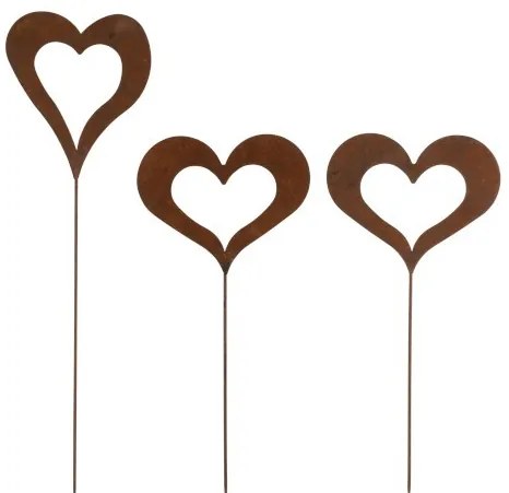 3 ks dekoratívnych zápichov v tvare srdca - 21 * 0,5 * 70 cm