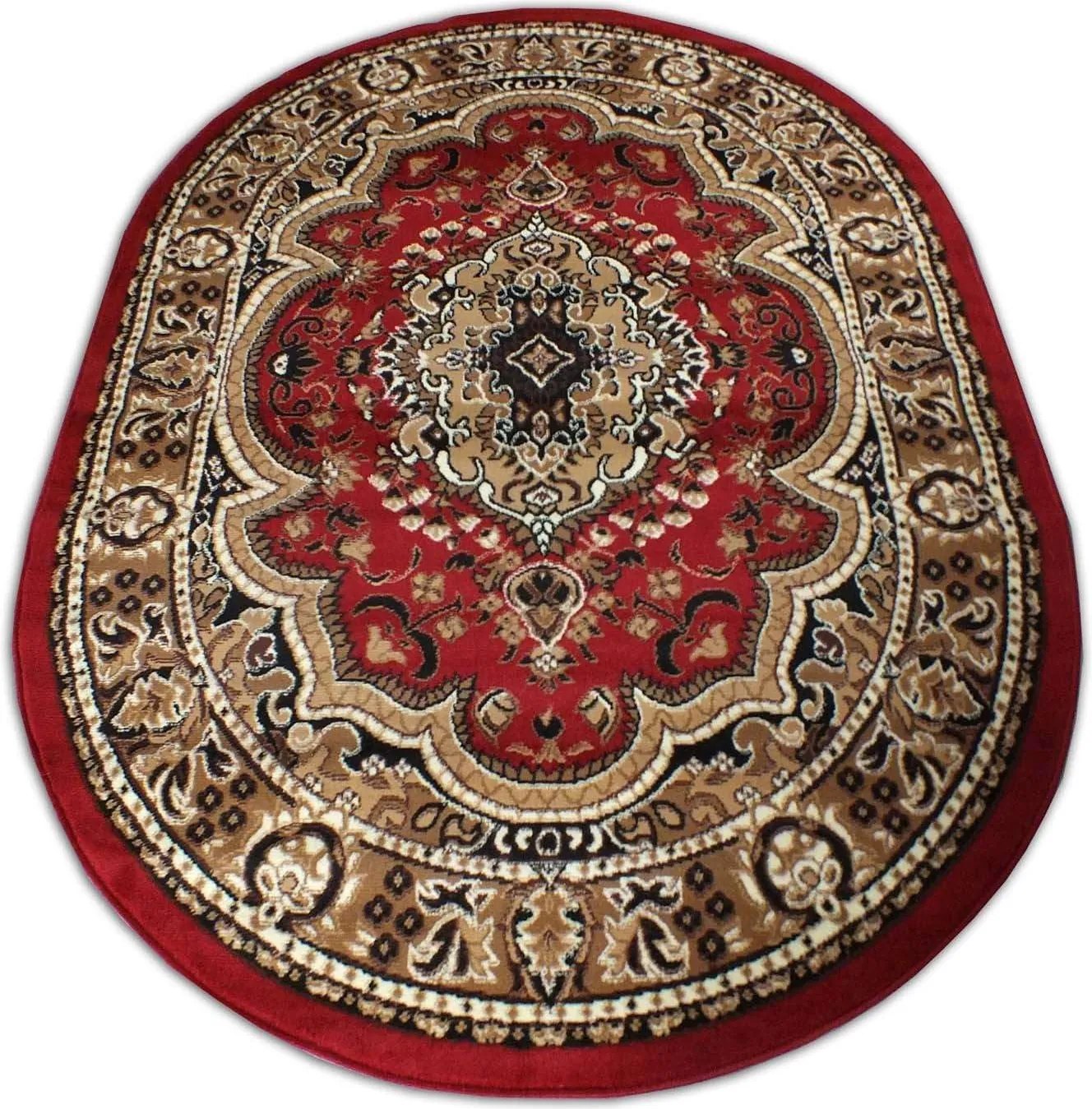 DY Oválny orientálny červený koberec Alfa 06 Rozmer: 150x210 cm