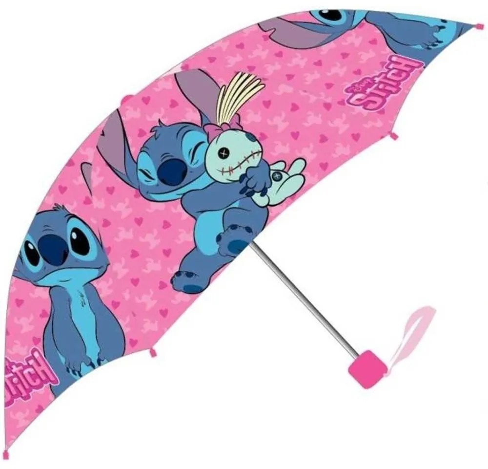 Dievčenský skladací dáždnik Lilo & Stitch - priemer roztiahnutého dáždnika 90 cm, zložený 24 x 5,5 cm