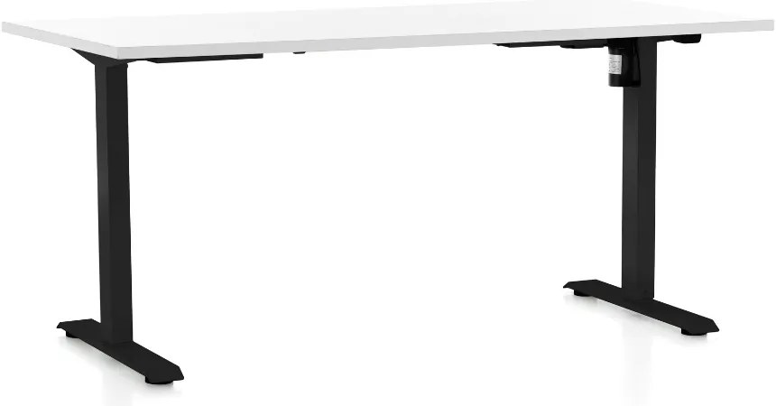Výškovo nastaviteľný stôl OfficeTech A, 160 x 80 cm, čierna podnož, biela