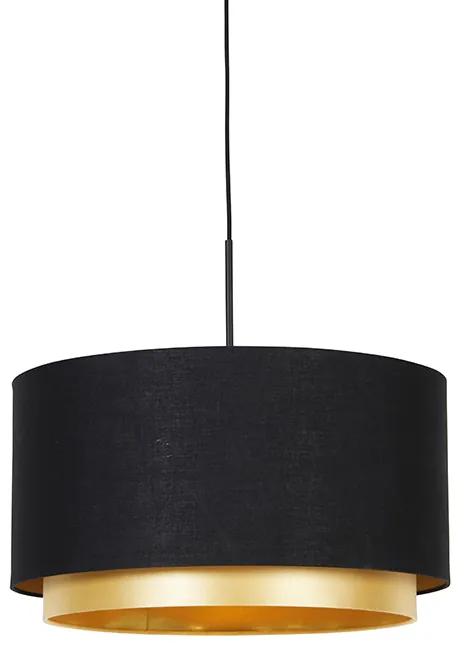 Moderné závesné svietidlo čierne so zlatom 47 cm Duo tienidlo - Combi