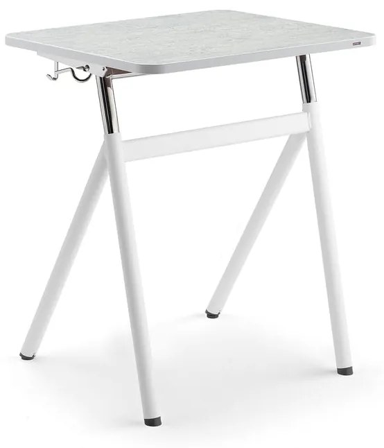Výškovo nastaviteľný školský stôl ASCEND, linoleum - svetlošedá, biela