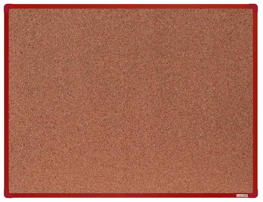 Korková nástenka boardOK v hliníkovom ráme, 1200 x 900 mm, červený rám