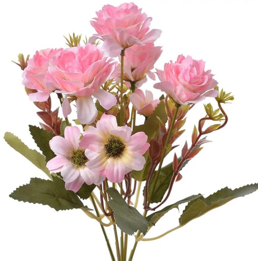 Dekorácia umelá kvetina s ružovými kvetmi - 15*10*30 cm