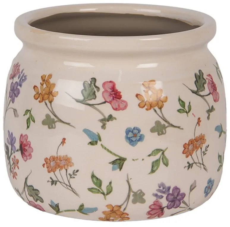 Keramický kvetináč s kvetinami Colourful Flowers S - Ø 16*13 cm
