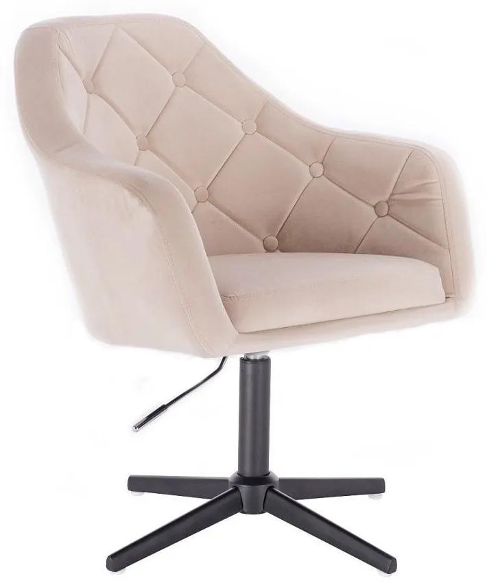 LuxuryForm DESIGN Kreslo ANDORA VELUR na čiernom kríži - krémové