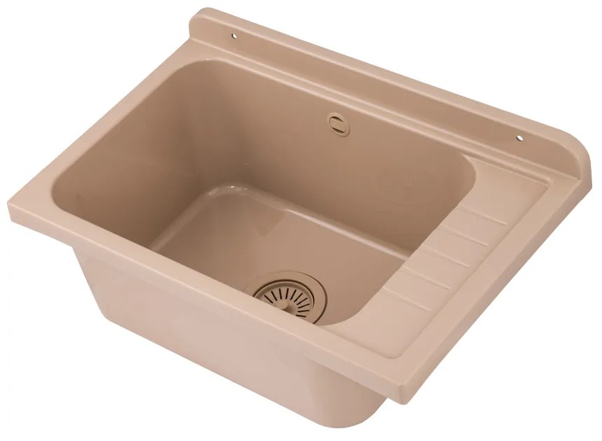 Gamma Selva, univerzálna plastová výlevka 58x38x26,7 cm + sifón, 1-komorová, béžová, GMA-KGS58-B