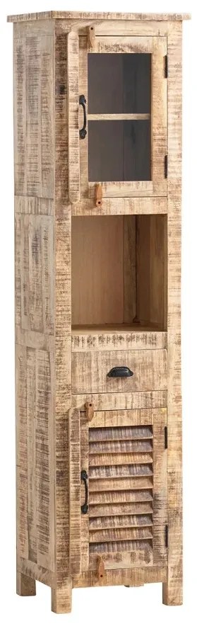 furniture-nabytek.cz - Masívna vysoká skriňa Caribou z mangového dreva, lakovaná, hnedá – 50×40×180 cm