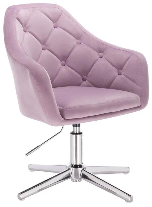 LuxuryForm DESIGN Kreslo ANDORA VELUR na striebornom kríži - levanduľa