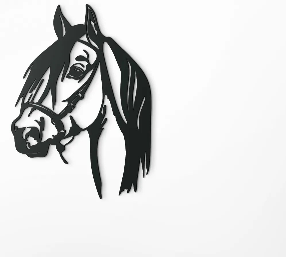 drevko Drevená nálepka Kôň s ohlávkou Rozmer obrazu: 44,5 x 32 cm, Farba dekorácie: Čierna