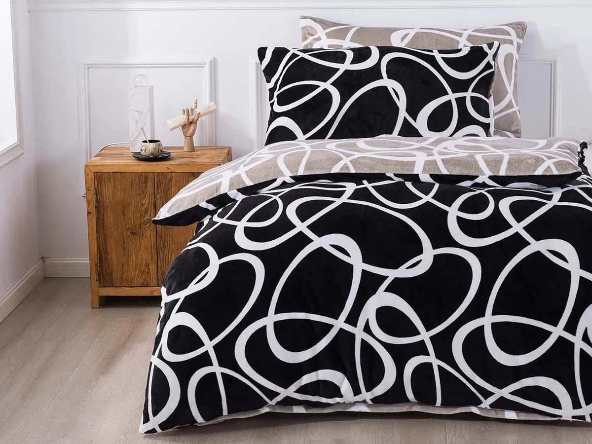 XPOSE® Mikroplyšové obliečky KIRSTY DUO Exclusive - čierne/latté