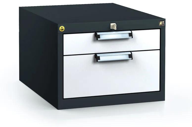 Alfa 3 Antistatický závesný ESD box pre pracovné stoly 351 x 480 x 600 mm, 2 zásuvky