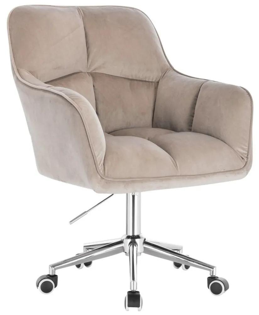 LuxuryForm DESIGN Kreslo AMALFI VELUR na striebornej podstave s kolieskami - latte