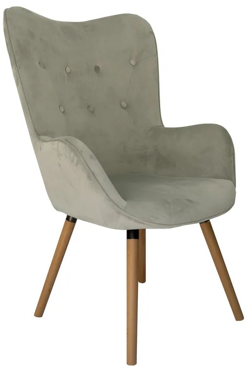 Svetlo sivé zamatové kreslo COZY