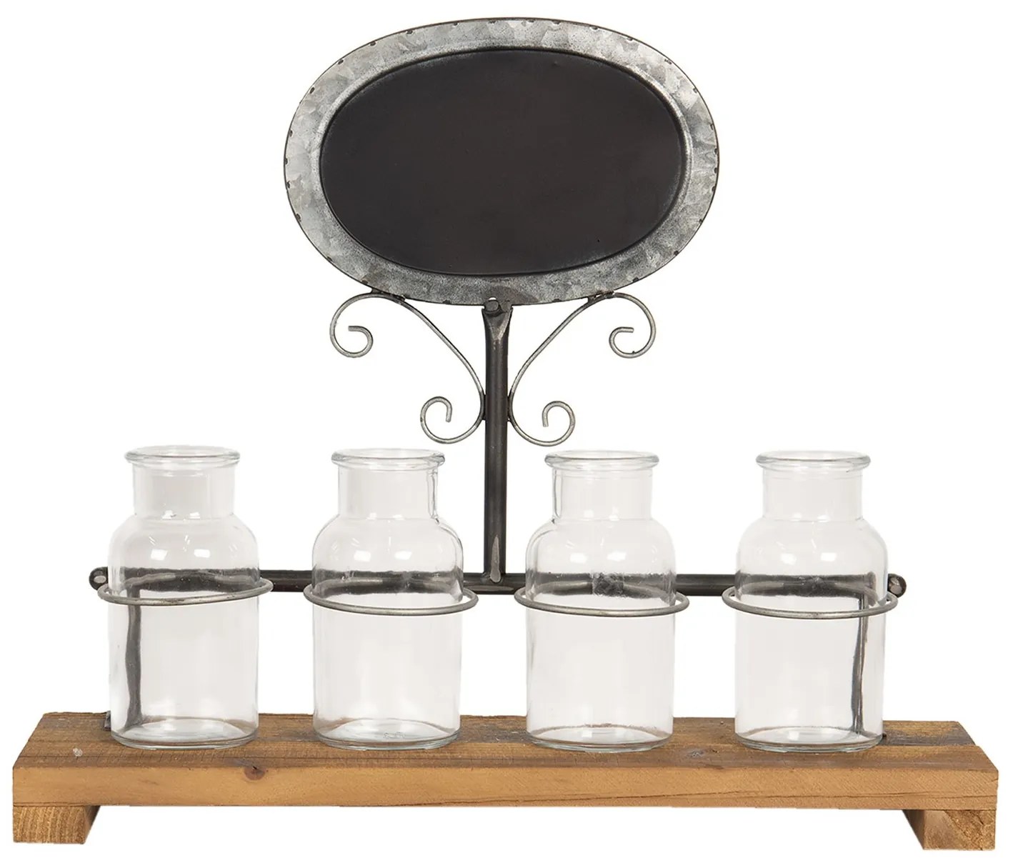 Dekoračné fľaštičky v stojane s ceduľou Mercer - 42*14*35 cm