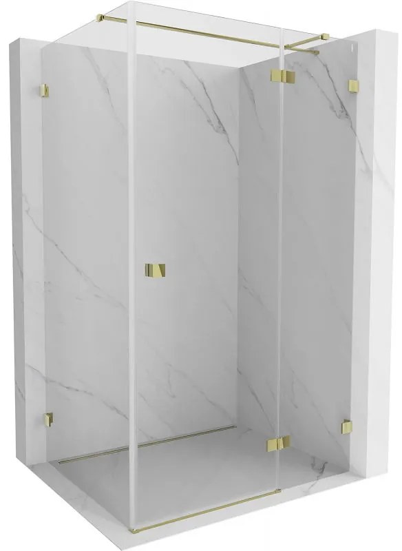 Mexen Lunar T, výklopný sprchový kút pravý 110 x 70 cm, 8mm číre sklo, zlatý profil, 834T-110-070-50-00-P