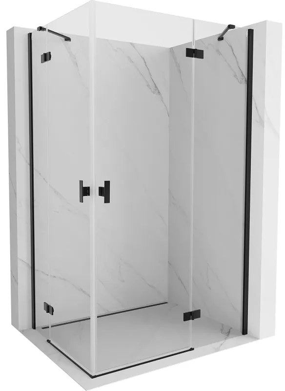 Mexen Mist-H Duo, 2-krídlový výklopný sprchový kút 80 x 90 cm, číre sklo, čierny profil, 8A5-080L-090P-70-00