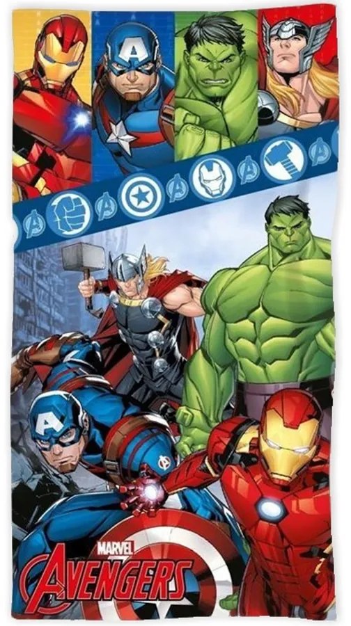 Bavlnená plážová osuška Avengers - motív Team - 100% bavlna - 70 x 140 cm