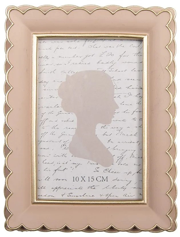 Ružový fotorámik so zlatými vlnkami - 15*3*20 cm / 10*15 cm