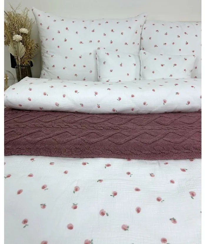 Letné mušelínové obliečky Summer 140x200 – marhuľový motív, jemné, priedušné, 100 % bavlna, na zips