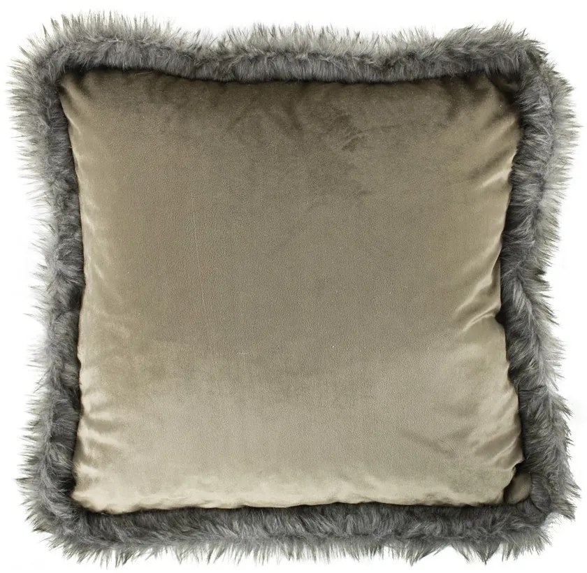 Bílo - zlatý sametový polštář lemovaný kožešinou Copp - 45 * 45 * 10cm