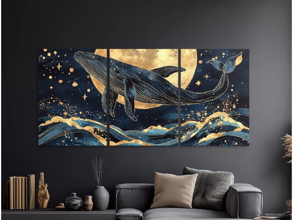 drevko | Trojdielny obraz Nočný tanec oceánu