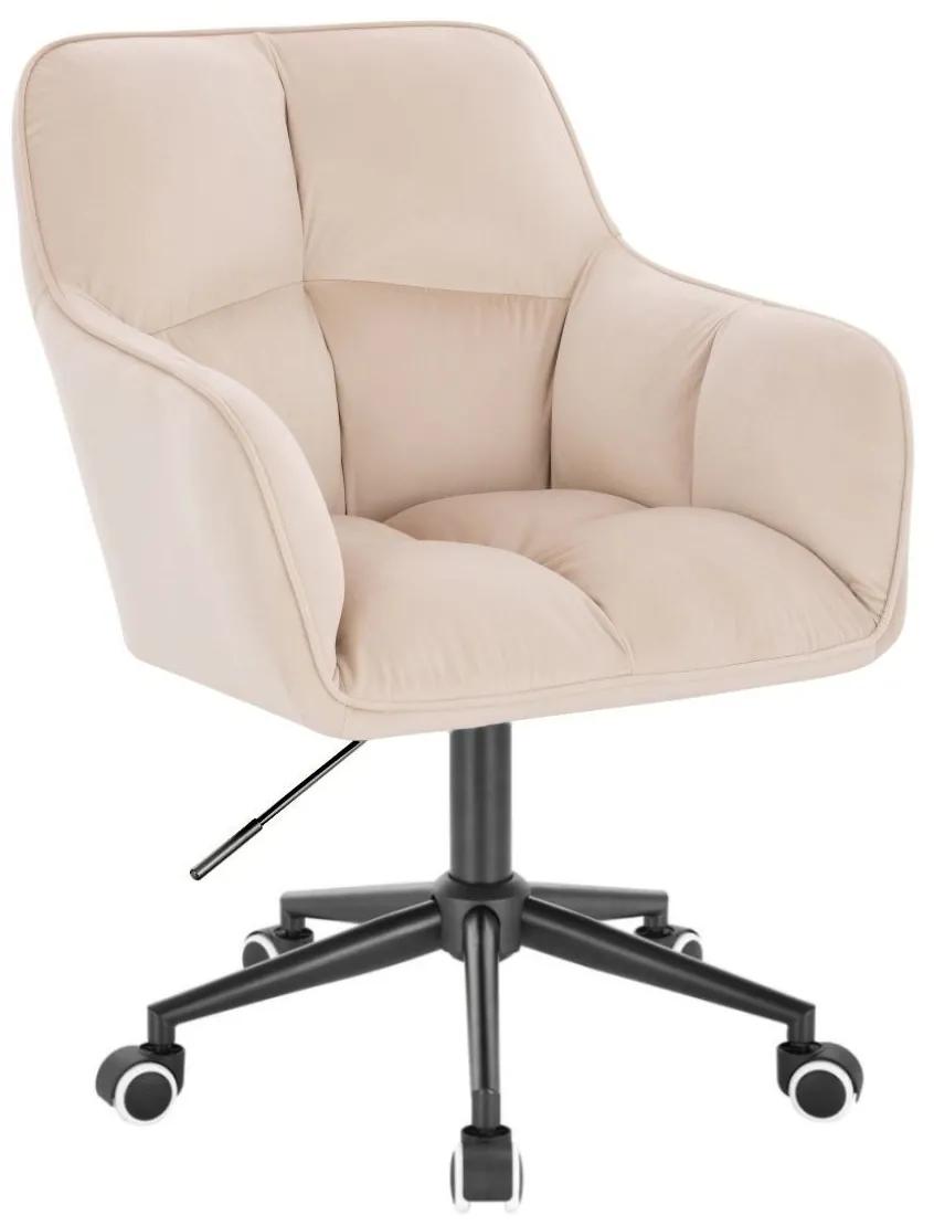 LuxuryForm DESIGN Kreslo AMALFI VELUR na čiernej podstave s kolieskami - krémové