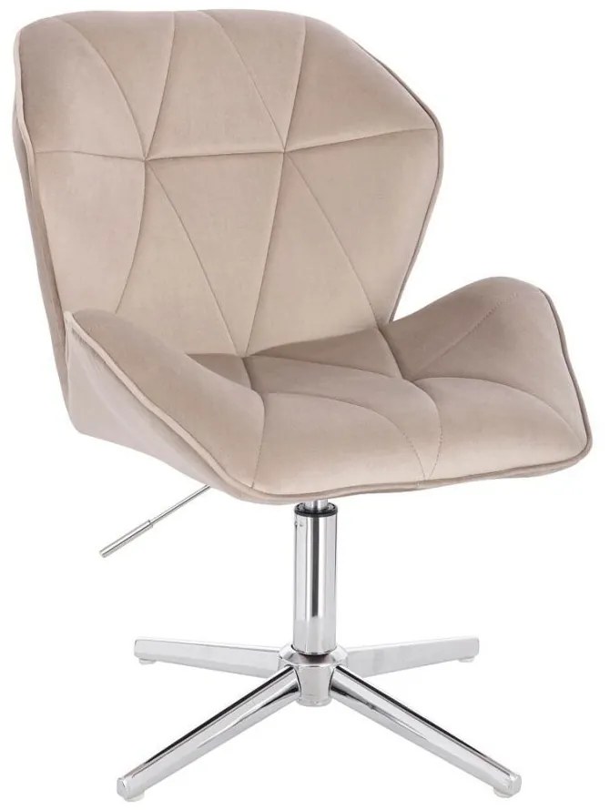 LuxuryForm DESIGN Stolička MILANO MAX VELUR na striebornom kríži - latte