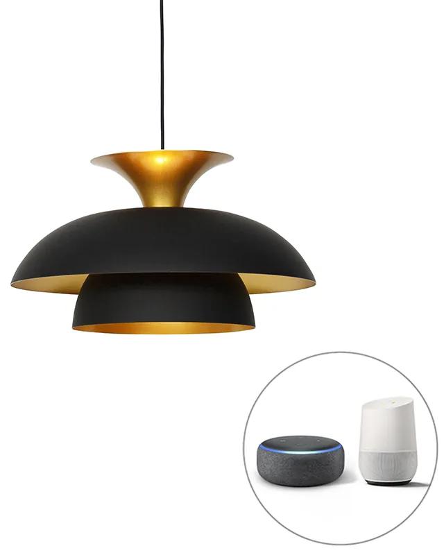 Inteligentné závesné svietidlo čierne so zlatom vrátane WiFi G95 - Titus