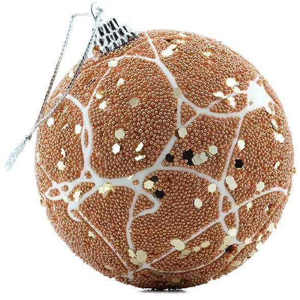 DECOLED Plastová guľa, 8 cm, bordová, flitre