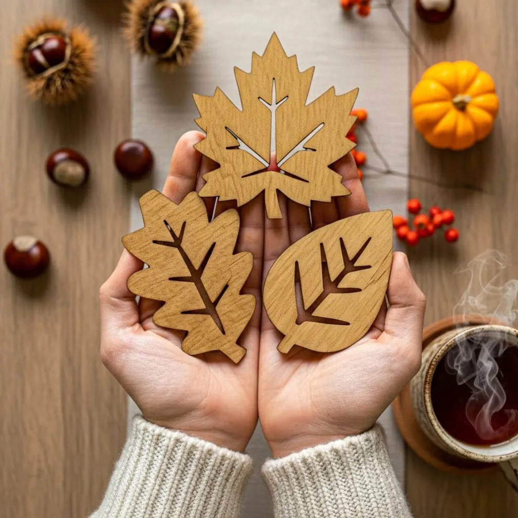 Drevené podtácky listy 3 ks