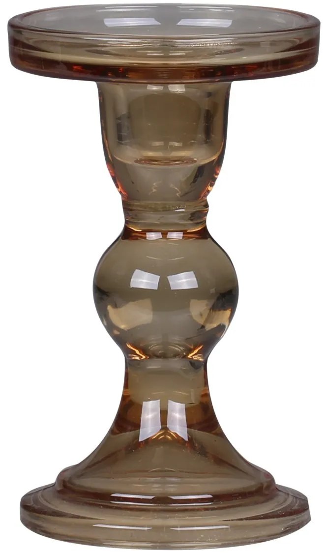 Karamelový sklenený svietnik Pillar - Ø 8,5*14 cm