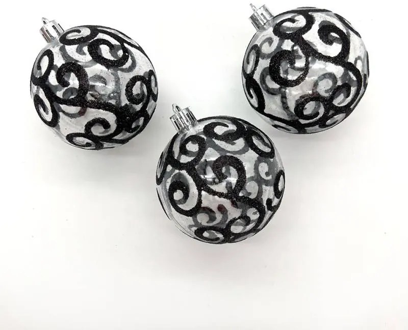 DECOLED Plastové ozdoby, d. 7 cm, 18 ks, čierne