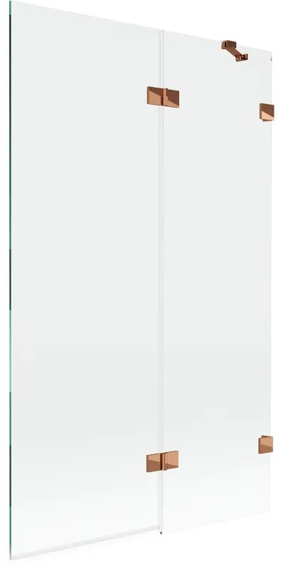 Mexen Lunar, 2-krídlová vaňová zástena pravá 110 x 150 cm, číre sklo, ružové zlato, 897-110-100-60-00-P