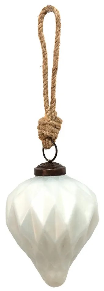 Biela anik sklenená ozdoba Vinett - Ø 7*8 cm Biela anik sklenená ozdoba Vinett - Ø 7*8 cm