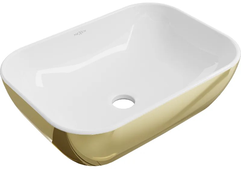 Mexen Rita, umývadlo na dosku 45x32x14 cm, biela-zlatá lesklá, 21084506