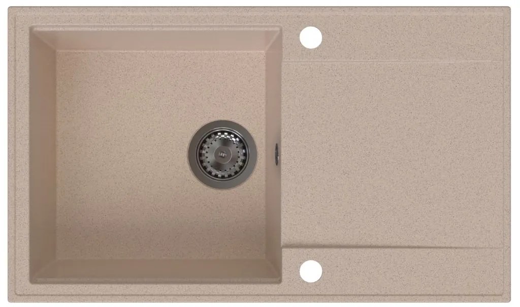 Sink Quality Sink55, kuchynský granitový drez 780x460x215 mm + grafitový sifón, béžová, SKQ-SINK.P.1KDOL.XB