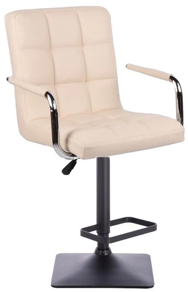 LuxuryForm DESIGN Barová stolička VERONA na čiernej hranatej podstave - krémová