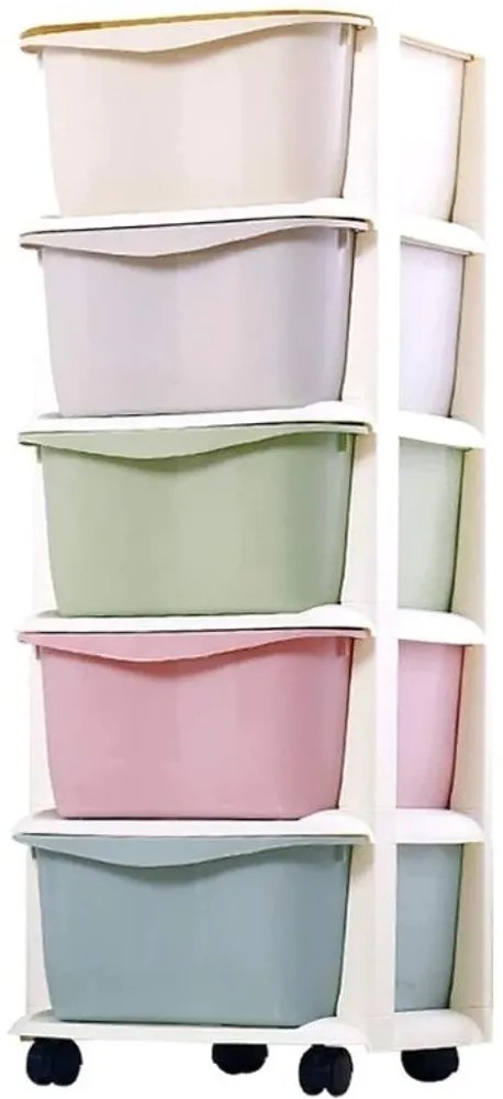 Farebná komoda na hračky s 5 zásuvkami, zásuvkový úložný box Pastel