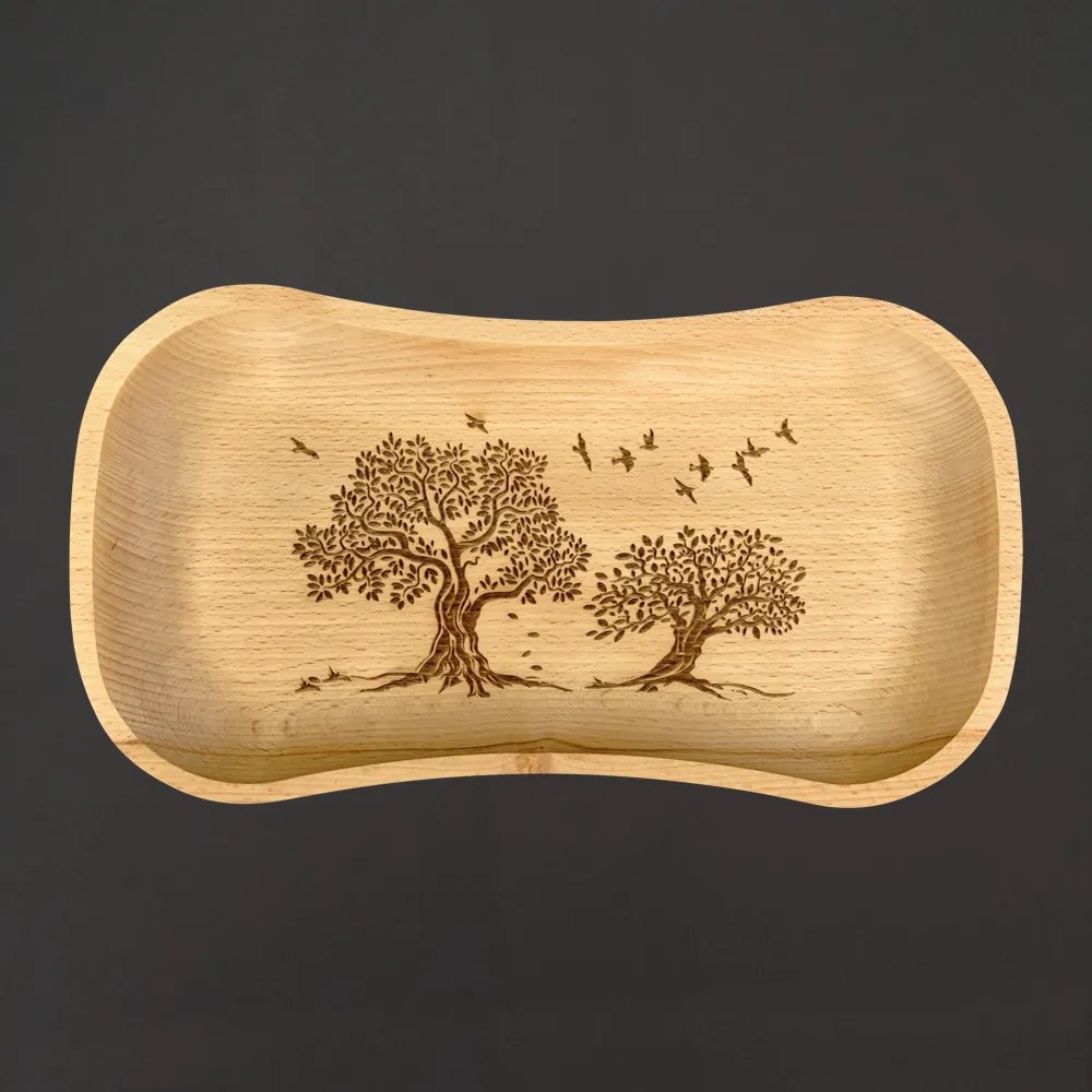 AMADEA Dřevěný servírovací podnos stromy, masivní dřevo, 30 cm