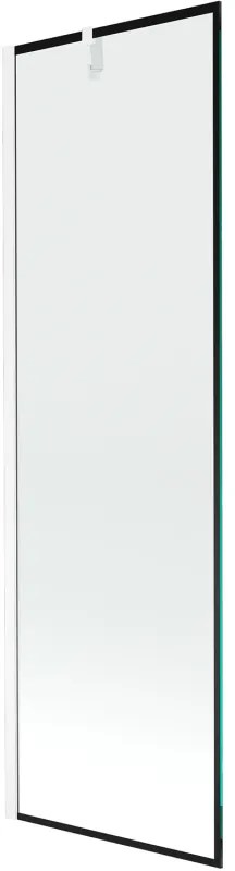 Mexen Next, vaňová zástena 1-krídlová 60 x 150 cm, fixné krídlo, 6 mm číre sklo s čiernym vzorom, chrómový profil, 895-060-000-00-70-01