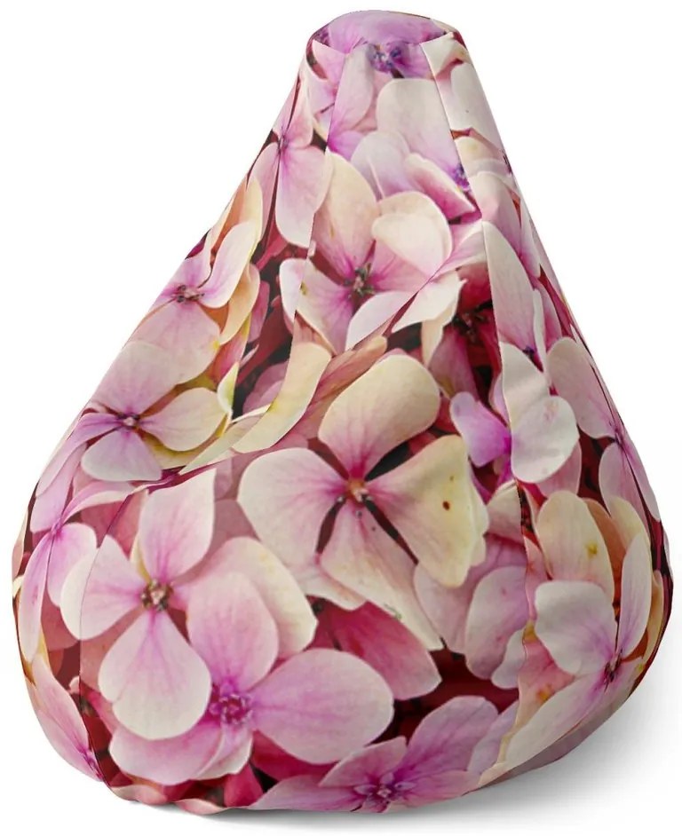 Sedací vak Pear ružové kvety, ružová
